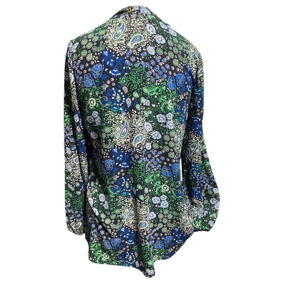 MICHAEL KORS PAISLEY PRINT V NECK BLOUSE SZ SMALL - Picture 2 of 10